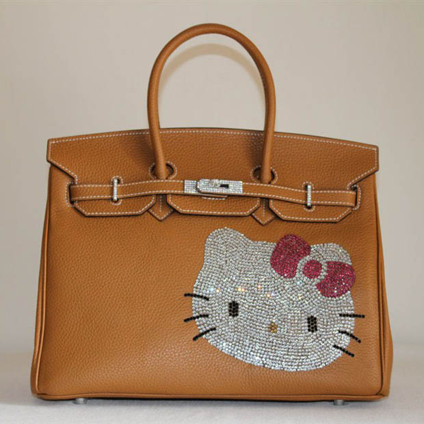 HK0001 Hermes Birkin 35CM Togo Ciao Kitty Borsa in pelle leggera Cof